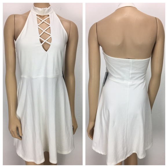 Express Dresses & Skirts - Express White Halter Style Dress Size Medium